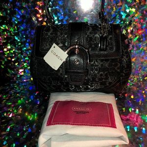 Coach top handle lurex Mini satchel black